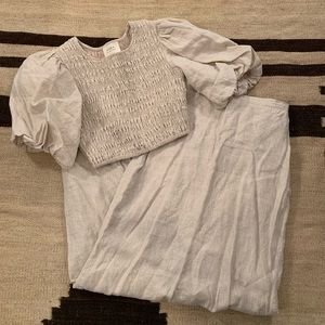 Dissh natural linen skirt and top set